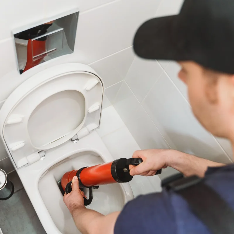 Plombier débouchant des toilettes obstruées à Hochelaga-Maisonneuve, Montréal.