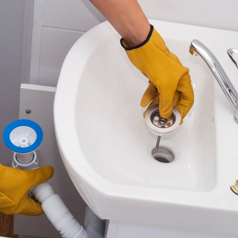 Plombier nettoyant la tuyauterie et les canalisations dans une maison à Hochelaga-Maisonneuve, Montréal.