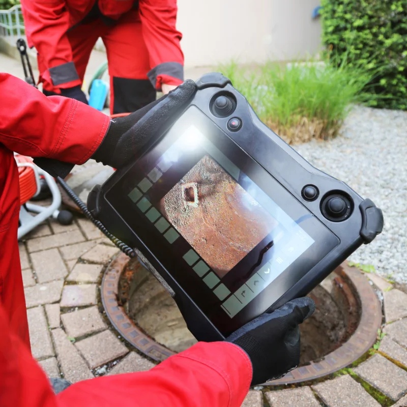 Plombier utilisant une caméra d’inspection pour diagnostiquer une canalisation à Hochelaga-Maisonneuve, Montréal.