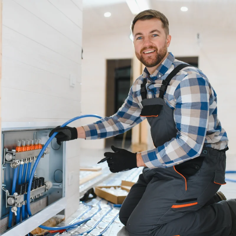 Plombier installant un nouveau système d’alimentation en eau à Hochelaga-Maisonneuve, Montréal.
