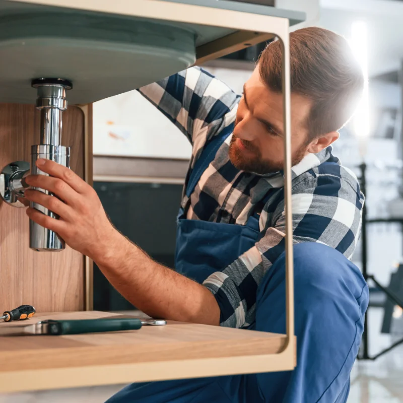 Plombier débouchant une canalisation résidentielle à Hochelaga-Maisonneuve, Montréal.