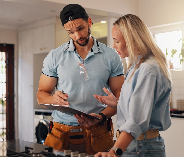 Plombiers spécialistes intervenant sur un chantier résidentiel à Mercier–Hochelaga-Maisonneuve, Montréal.